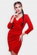 Яркое ассиметричное  платье на запах с длинным рукавом. Цвет: красный (Платья, #10167)