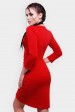 Яркое ассиметричное  платье на запах с длинным рукавом. Цвет: красный (Платья, #10168)