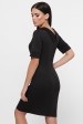 Приталенное платье с брошью, черное PL-1799A (Платья, #10399)