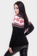 Черный свитер с красными снежинками SVB0001 (Свитера вязаные, #10491)