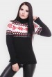 Черный свитер с красными снежинками SVB0001 (Свитера вязаные, #10494)