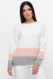 Трехцветный свитер, белый-персик-серый SVE0007 (Свитера вязаные, #10523)
