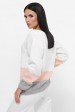 Трехцветный свитер, белый-персик-серый SVE0007 (Свитера вязаные, #10524)