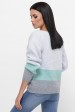 Трехцветный свитер, голубой-ментол-серый  SVE0003 (Свитера вязаные, #10531)