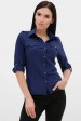 Женская рубашка 3/4 синяя RB-1011B (Рубашки, #10893)