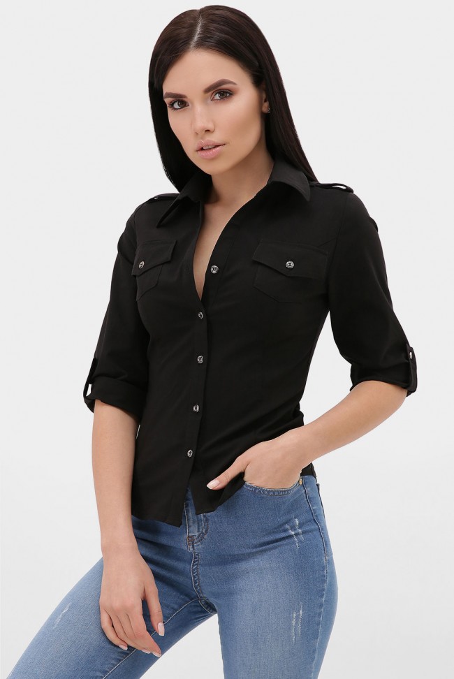 Женская рубашка 3/4 черная RB-1011C