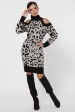 Вязаное платье с черным леопардовым принтом VPA0003 (Платья вязаные, #10959)