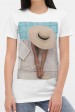 Женская футболка с принтом девушки в соломенной шляпе. FB-1007 (Футболки, #11004)