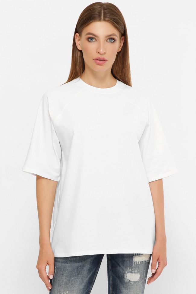 Женская белая футболка реглан без рисунка. FB-0ORW