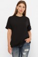 Женская черная футболка реглан без рисунка. FB-00RK (Футболки, #11257)