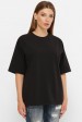 Женская черная футболка реглан без рисунка. FB-00RK (Футболки, #11261)
