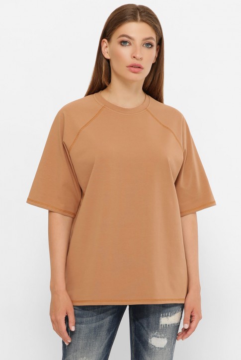 Женская футболка реглан кофейного цвета. FB-00RC