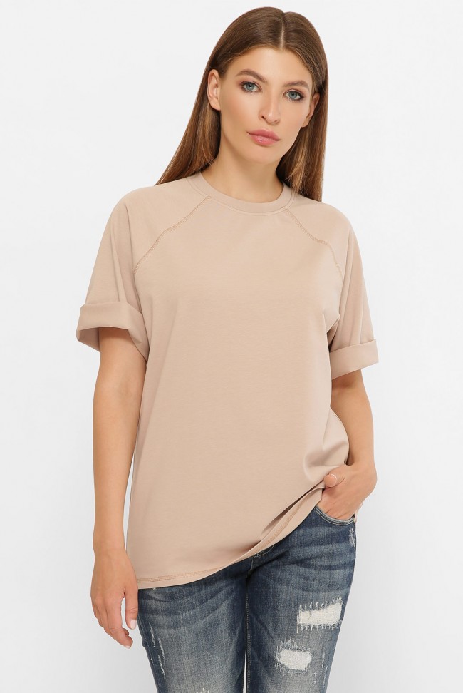 Женская футболка реглан бежевого цвета. FB-00RB