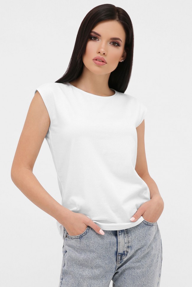 Женская белая футболка без рукавов. FB-00MW