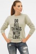 Свитшот с надписью "Do All Things With Love", оливковый SV-1012CV (Свитшоты, #11466)