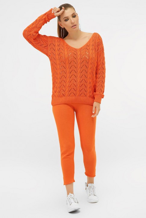 Ажурный вязаный костюм, оранжевый VKV0006