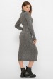 Вязаное длинное платье под горло, серый графит VPC0006 (Платья вязаные, #11622)