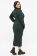 Платье длинное вязаное батал под горло, темно-зеленое VPCB011 (Платья вязаные, #11663)