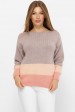 Трехцветный свитер, лиловый-персик-розовый SVE0005 (Свитера вязаные, #11930)