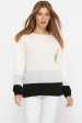 Трехцветный свитер, белый-серый-черный SVE0006 (Свитера вязаные, #11932)