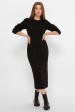 Длинное теплое вязаное платье черного цвета (Платья вязаные, #12143)
