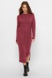 Вязаное свободное платье темно-розового цвета (Платья вязаные, #12145)
