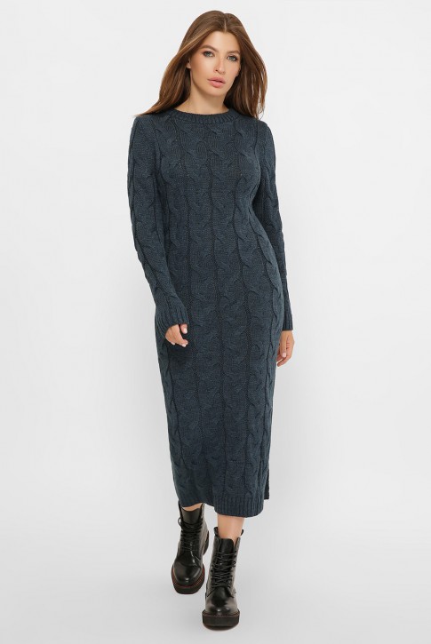 Темное вязаное платье VPD0008 - купить оптом