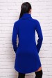 Синее платье из ангоры с черными кожаными карманами (PL-1280B) (Платья, #1573)