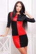 Комбинированное платье красное с черным "Шахматы" (PL-1227B) (Платья, #1606)