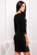 Черное платье с вставкой из черной экокожи - "Karina" (PL-1226А) (Платья, #1619)