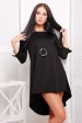 Платье черное с асимметричным подолом - "Шлейф" (PL-1229A) (Платья, #1625)