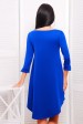 Синее однотонное платье с асимметричным подолом - "Шлейф" (PL-1229E) (Платья, #1629)