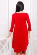 Яркое красное платье-трапеция с асимметричным подолом - "Шлейф" (PL-1229D) (Платья, #1632)