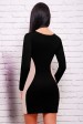 Черное платье с бежевыми вставками - "Силуэт" (PL-1277C) (Платья, #2827)