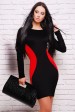 Черное платье с красными вставками - "Силуэт" (PL-1277A) (Платья, #2828)
