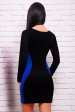 Черное платье с синими вставками - "Силуэт" PL-1277B (Платья, #2833)