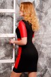 Красное платье "Kristina" из французского трикотажа и экокожи, PL-1304B (Платья, #3515)