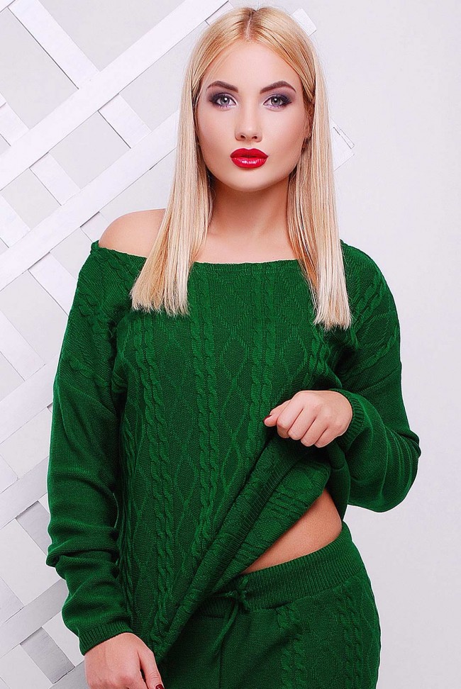 Легкий женский свитер с узором, зеленый SVV0003