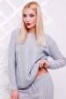 Легкий женский свитер с узором, светло-серый SVV0007 (Свитера вязаные, #4337)