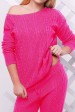 Легкий женский свитер с узором, ярко-розовый SVV0012 (Свитера вязаные, #4444)
