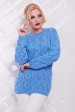 Женский свитер Лало в косичку, голубой SVV0013 (Свитера вязаные, #4445)