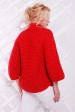 Красный женский кардиган объемной вязки - "POLO" VKP0002 (Кардиганы вязаные, #4468)