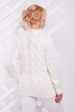 Женский удлиненный свитер с косами, белый SVV0027 (Свитера вязаные, #4488)
