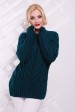 Женский удлиненный свитер с косами, зеленый SVV0030 (Свитера вязаные, #4493)