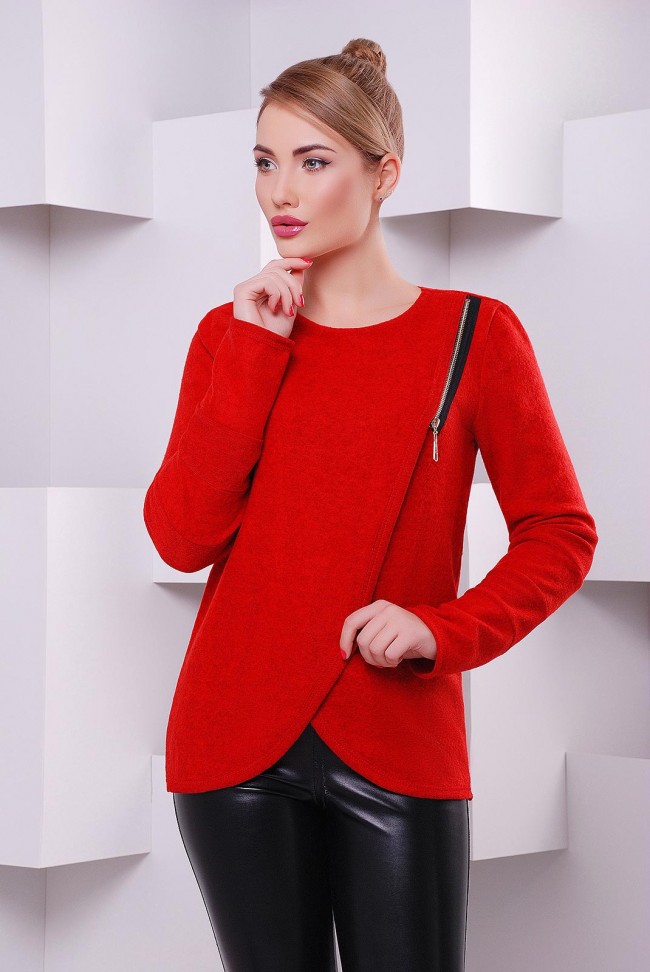 Красная женская кофта Milan из теплой ангоры с начесом - KF-1401E