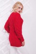 Женский удлиненный свитер с косами, красный SVV0029 (Свитера вязаные, #5018)