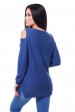 Ажурный свитер с открытыми плечами, синий джинс SVL0003 (Свитера вязаные, #5036)