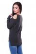 Ажурный свитер с открытыми плечами, графитовый SVL0004 (Свитера вязаные, #5038)