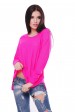 Легкий свитер с приспущенным плечом, розовый неон SVN0003 (Свитера вязаные, #5384)
