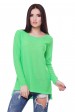 Легкий свитер с приспущенным плечом, зеленый неон SVN0005 (Свитера вязаные, #5388)